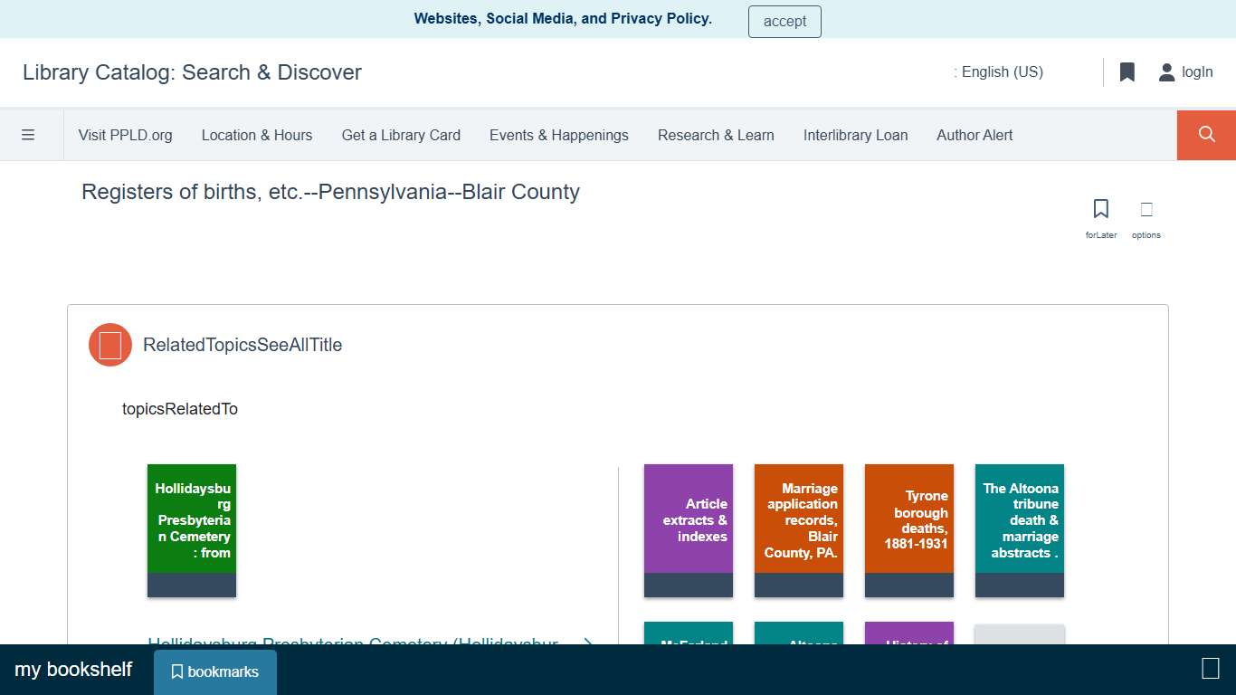 Registers of births, etc.--Pennsylvania--Blair County Library Catalog: Search & Discover